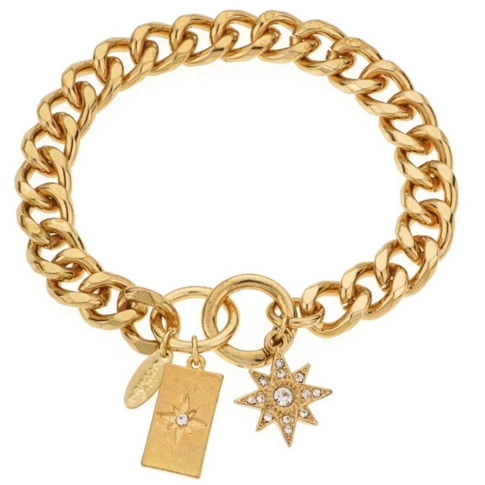 New ETTIKA Gold Starry Charms 18K Gold Plated Chain Link Bracelet